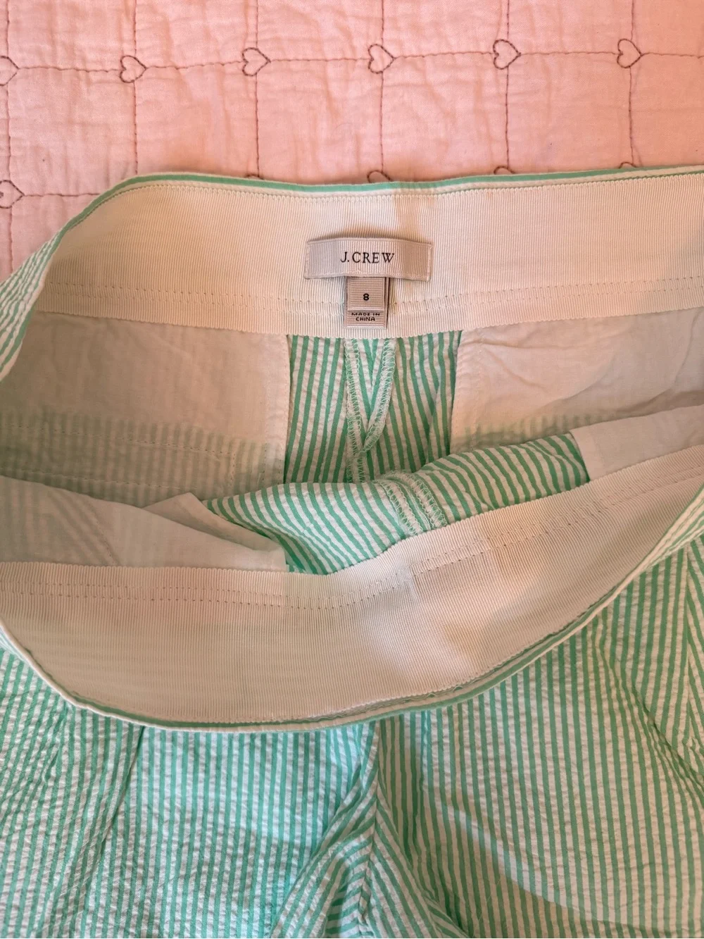 J. Crew Mint Green Seersucker High-Rise Shorts